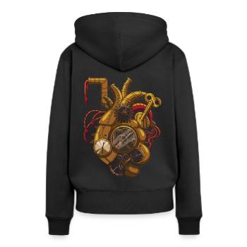 Steampunk Clockwork Coeur Vintage Victorien - Sweat à capuche Premium bio Femme - noir - Dos - Julia (174cm)