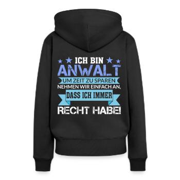 Anwalt - Frauen Premium Bio Hoodie - Schwarz - Hinten - Julia (174cm)