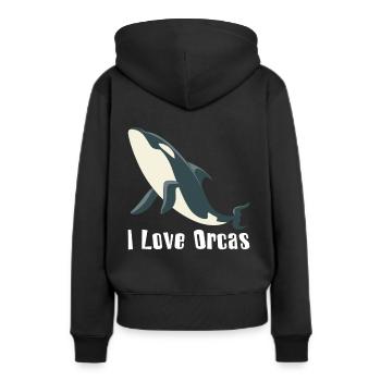 J'aime les orques orques orque orque cadeau - Sweat à capuche Premium bio Femme - noir - Dos - Julia (174cm)