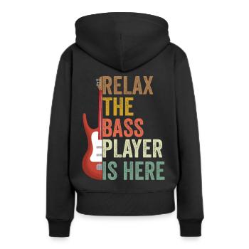 Bassiste bassiste bassiste guitariste disant drôle - Sweat à capuche Premium bio Femme - noir - Dos - Julia (174cm)