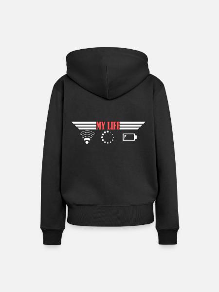 Wlan Smartphone Akku - Frauen Premium Bio Hoodie - Schwarz