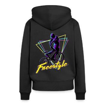 Cadeau BMX Halfpipe Freestyle Stunt Vaporwave - Sweat à capuche Premium bio Femme - noir - Dos - Julia (174cm)