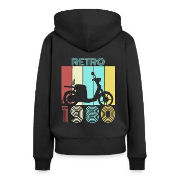 1980 80er Rollerfahrer - Frauen Premium Bio Hoodie - Schwarz - Hinten - Julia (174cm)
