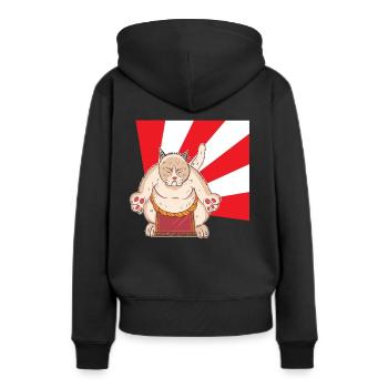 Katze Sumo Japan Ringer Kämpfer Sport Anime Manga - Frauen Premium Bio Hoodie - Schwarz - Hinten - Julia (174cm)