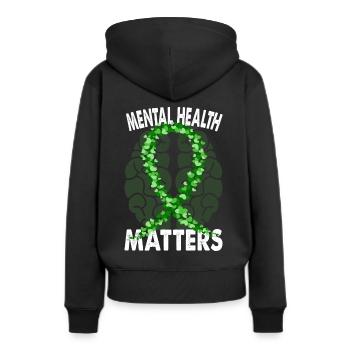 Santé mentale - Mental Health Matters - Sweat à capuche Premium bio Femme - noir - Dos - Julia (174cm)