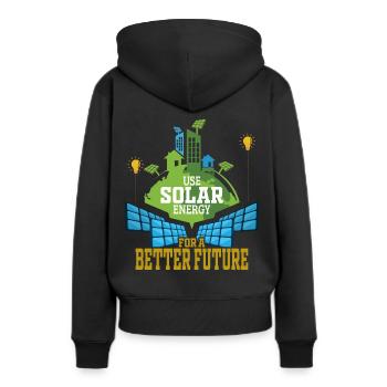 Énergie solaire Énergie renouvelable - Sweat à capuche Premium bio Femme - noir - Dos - Julia (174cm)