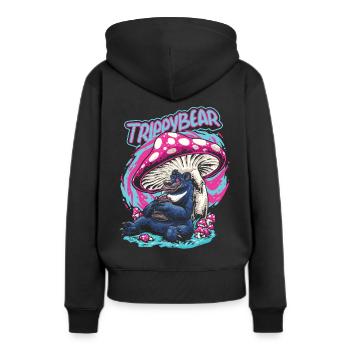Magic Mushrooms Psychédélique Funny Trippybear - Sweat à capuche Premium bio Femme - noir - Dos - Julia (174cm)