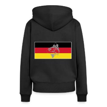 deutsche Flagge Sportfischer aus Deutschland - Frauen Premium Bio Hoodie - Schwarz - Hinten - Julia (174cm)