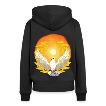 Lumière du soleil Colombe Dieu Jésus Paix Création - Sweat à capuche Premium bio Femme - noir - Dos - Julia (174cm)