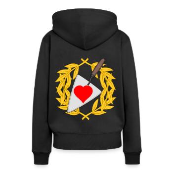 Maurerkelle Baustelle Hausbau Eigenheim Bauen Herz - Frauen Premium Bio Hoodie - Schwarz - Hinten - Julia (174cm)