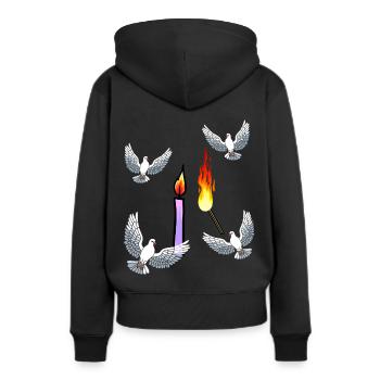 Bougie Colombes de deuil de la paix Colombes en deuil Dieu de la mort - Sweat à capuche Premium bio Femme - noir - Dos - Julia (174cm)