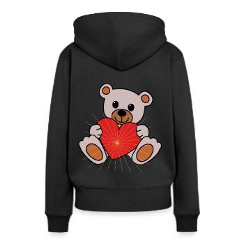 Kuschel Schmuse Bär Herz Liebe Valentin herzlich - Frauen Premium Bio Hoodie - Schwarz - Hinten - Julia (174cm)