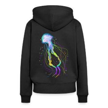 Bunte Ozean Quallen - Psychedelische Quallen - Frauen Premium Bio Hoodie - Schwarz - Hinten - Julia (174cm)