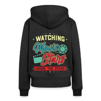 Cinéma Stars de cinéma et le ciel étoilé - Cinéma en plein air - Sweat à capuche Premium bio Femme - noir - Dos - Julia (174cm)