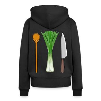 Poireaux Cuisine végétarienne Cuillère en bois Travail Professions - Sweat à capuche Premium bio Femme - noir - Dos - Julia (174cm)