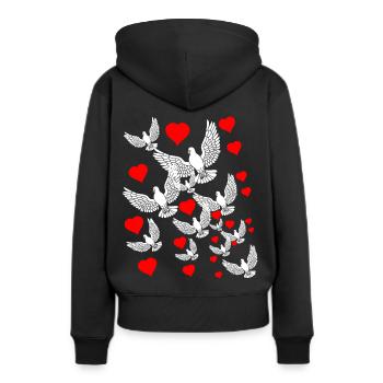 Colombes de la Paix Coeurs Paix Mondiale Mouvement pour la Paix - Sweat à capuche Premium bio Femme - noir - Dos - Julia (174cm)