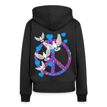 Symbole de paix Colombes de la paix Paix mondiale Paix - Sweat à capuche Premium bio Femme - noir - Dos - Julia (174cm)