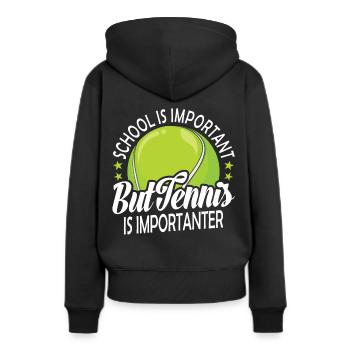 SCHOOL IS IMPORTANT BUT TENNIS IS IMPORTANTER - Sweat à capuche Premium bio Femme - noir - Dos - Julia (174cm)