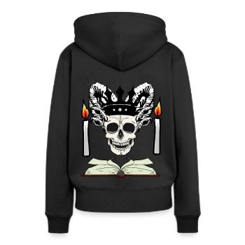 Totenkopf Satan Teufel Altar Okkult Satanisch - Frauen Premium Bio Hoodie - Schwarz - Hinten - Julia (174cm)