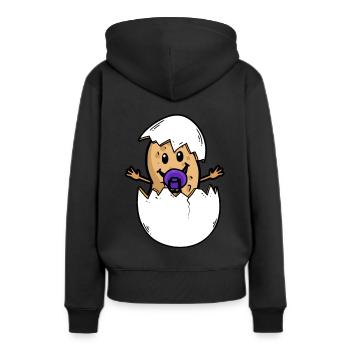 Erdnuss Baby Elternzeit Eltern Schwanger Geburt Ei - Frauen Premium Bio Hoodie - Schwarz - Hinten - Julia (174cm)