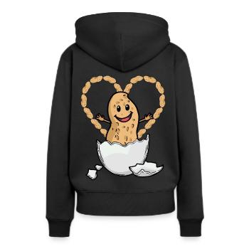 Félicitations Bébé Arachide Naissance Enfant Oeuf - Sweat à capuche Premium bio Femme - noir - Dos - Julia (174cm)