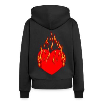 Herz Feuer Flamme Inferno Liebe verliebt Beziehung - Frauen Premium Bio Hoodie - Schwarz - Hinten - Julia (174cm)