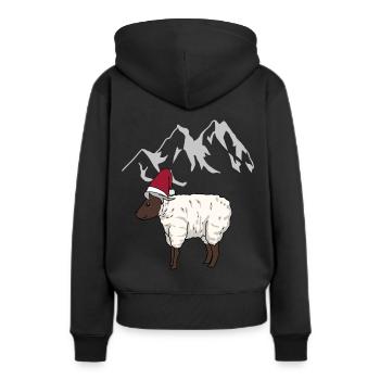 Autriche, Alpes, Montagnes, Montagnes, Mouton, Mouton, Alm - Sweat à capuche Premium bio Femme - noir - Dos - Julia (174cm)