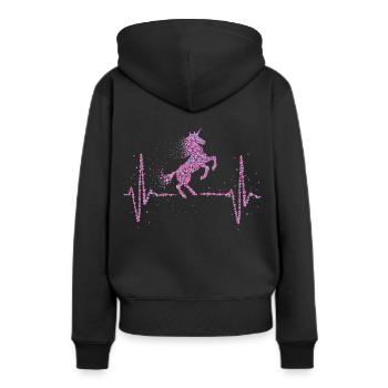 Einhorn Einhörner Unicorn Herzschlag - Frauen Premium Bio Hoodie - Schwarz - Hinten - Julia (174cm)
