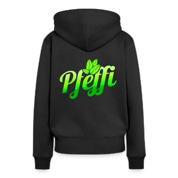 Liqueur de menthe poivrée L - Sweat à capuche Premium bio Femme - noir - Dos - Julia (174cm)