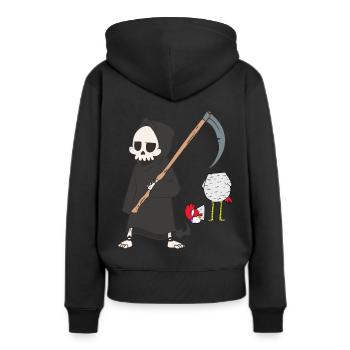 Death Grim Reaper Poulet Horreur Halloween Head Brutal - Sweat à capuche Premium bio Femme - noir - Dos - Julia (174cm)