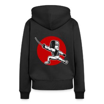 Figure d’escrime kawaii attaquant l’escrime - Sweat à capuche Premium bio Femme - noir - Dos - Julia (174cm)