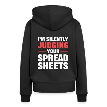 Calculatrice de feuille de calcul comptable comptable - Sweat à capuche Premium bio Femme - noir - Dos - Julia (174cm)