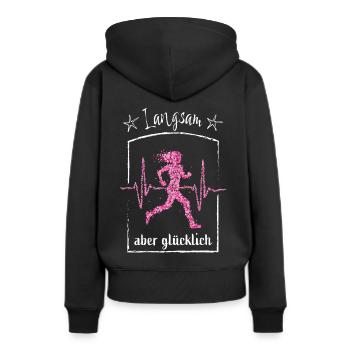 Runner Jogging Running Sport Heartbeat - Women’s Premium Organic Hoodie - black - Back - Julia (174cm)