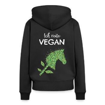 Vegan Steckenpferd Veganerin Hobbyhorse - Frauen Premium Bio Hoodie - Schwarz - Hinten - Julia (174cm)