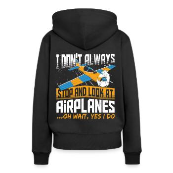 Fliegen Pilot Flugzeug Flugschule Segelflieger - Frauen Premium Bio Hoodie - Schwarz - Hinten - Julia (174cm)