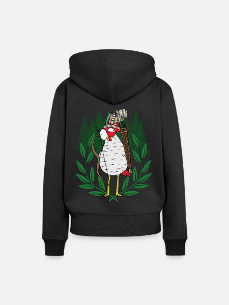 Huhn Krieger Federvieh Bogenschütze - Frauen Premium Bio Hoodie - Schwarz