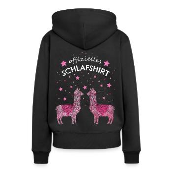 Offizielles Schlafshirt Lama Alpaka - Frauen Premium Bio Hoodie - Schwarz - Hinten - Julia (174cm)