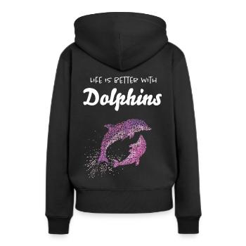 Life Is Better With Dolphins Delfine - Women’s Premium Organic Hoodie - black - Back - Julia (174cm)