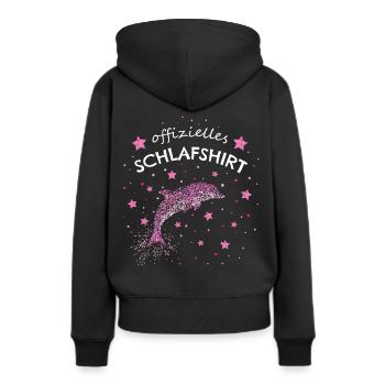 Offizielles Schlafshirt Tümmler Delfin - Frauen Premium Bio Hoodie - Schwarz - Hinten - Julia (174cm)