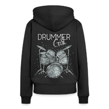 Drummer Girl Schlagzeugerin Trommlerin - Women’s Premium Organic Hoodie - black - Back - Julia (174cm)