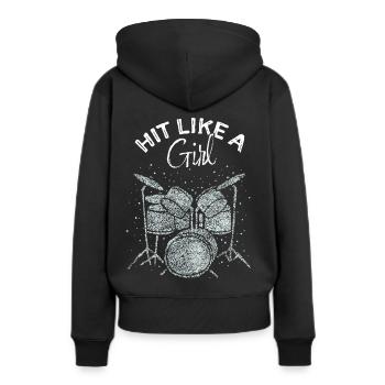 Schlagzeugerin Drumsticks Schlagzeug - Frauen Premium Bio Hoodie - Schwarz - Hinten - Julia (174cm)
