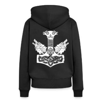THOR MARTEAU - Sweat à capuche Premium bio Femme - noir - Dos - Julia (174cm)