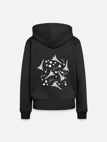 Eiffelturm Paris Frankreich Bonjour - Frauen Premium Bio Hoodie - Schwarz
