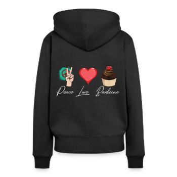 Muffins et muffins pâtisseries sucrées - Sweat à capuche Premium bio Femme - noir - Dos - Julia (174cm)