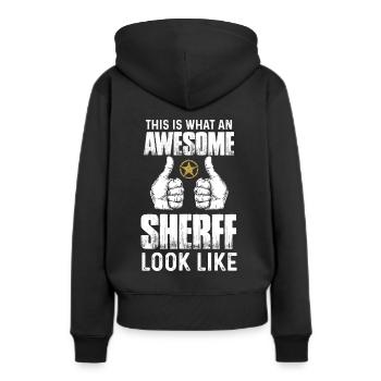 Shérif génial avec l’étoile du shérif au travail - Sweat à capuche Premium bio Femme - noir - Dos - Julia (174cm)