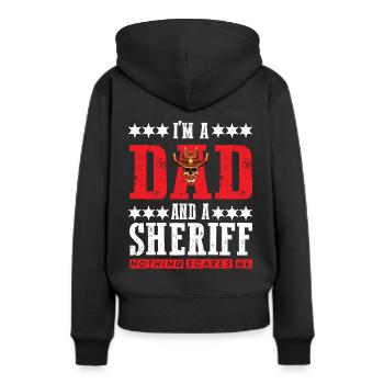Sheriff Dad intrépide avec l’étoile du shérif - Sweat à capuche Premium bio Femme - noir - Dos - Julia (174cm)