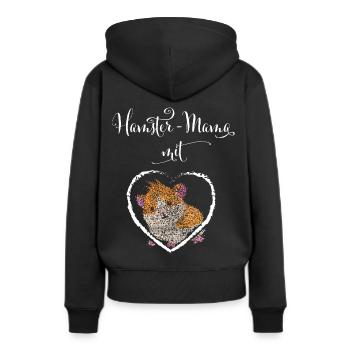 Hamster Mama mit Herz Goldhamster - Frauen Premium Bio Hoodie - Schwarz - Hinten - Julia (174cm)