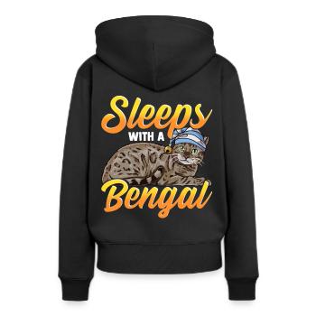 Chat Bengale Chat Chat Amoureux des chats - Sweat à capuche Premium bio Femme - noir - Dos - Julia (174cm)