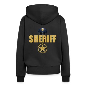 Sheriff Polizei Sheriffstern Abzeichen - Frauen Premium Bio Hoodie - Schwarz - Hinten - Julia (174cm)