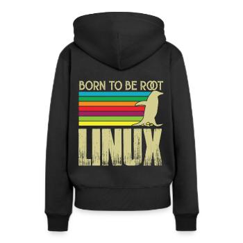 Linux Né pour être root Admin Linux - Sweat à capuche Premium bio Femme - noir - Dos - Julia (174cm)